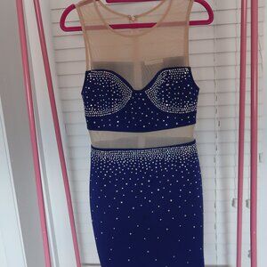 Blue/Nude Sequin Sleeveless Dress